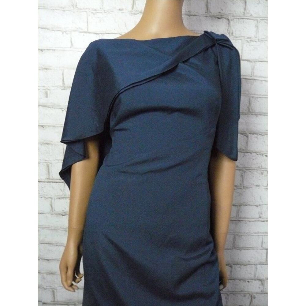 $160 Angel Sanchez Navy Blue Cape Mother of Bride Party Sheath Dress 10 NEW - Picture 2 of 8